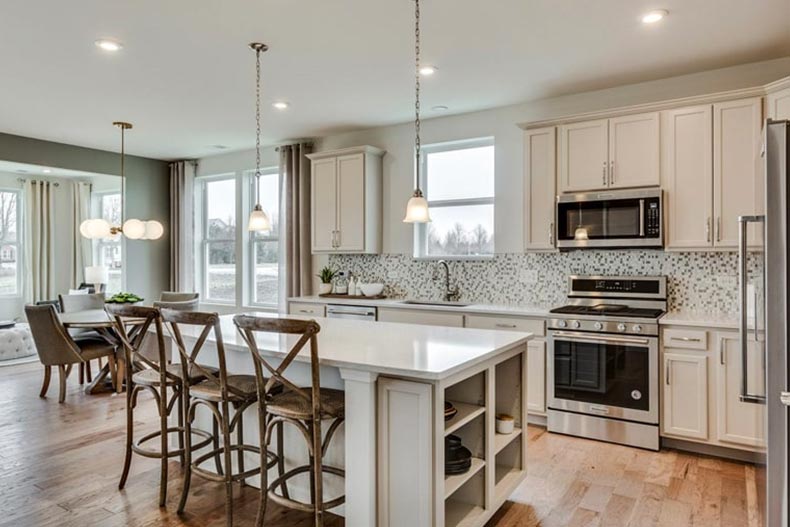 Interior view of a kitchen in a new home at Briargate in Lindenhurst, Illinois.