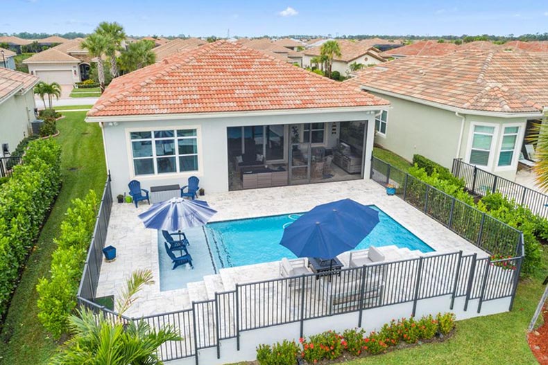 Aerial view of a home at Cresswind at PGA Village Verano in Port St. Lucie, Florida.