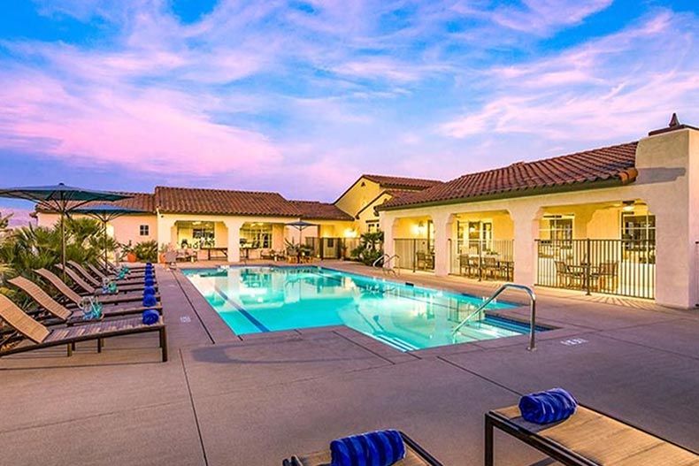 The outdoor pool at Domani in Palm Desert, California.