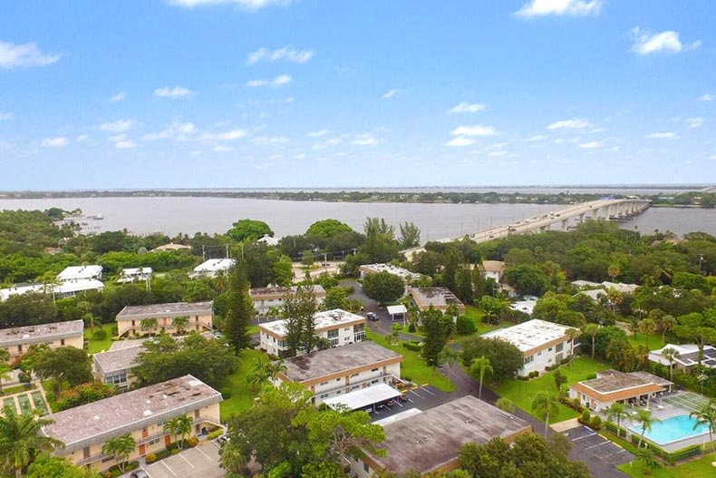 Aerial view of Kingswood Condominiums in Stuart, Florida.