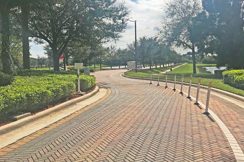 A walkway at LakePark at Tradition, one of many affordable 55+ pet-friendly communities in Florida.