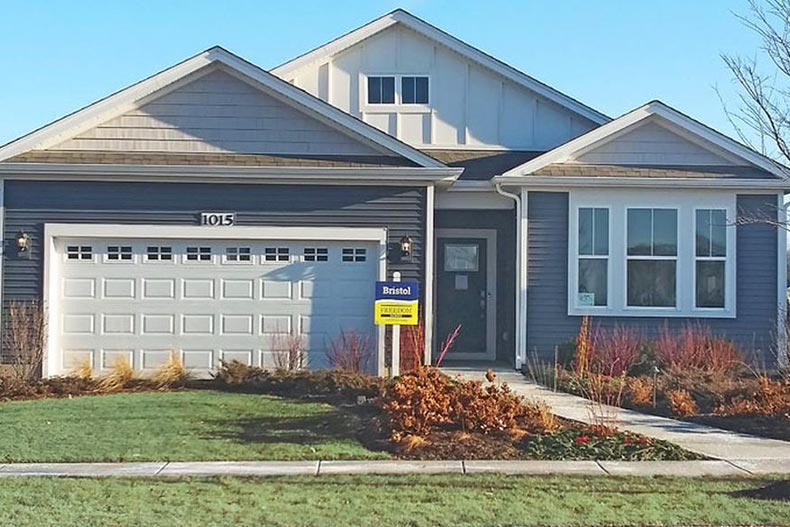 Exterior view of a new construction home at Lincoln Valley in North Aurora, Illinois.