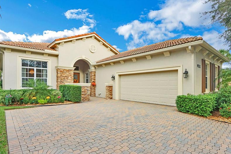 Exterior view of a home in PGA Village Verano, one of many affordable 55+ pet-friendly communities in Florida.