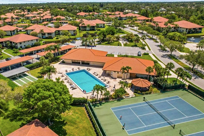 Aerial view of South River in Stuart, Florida.