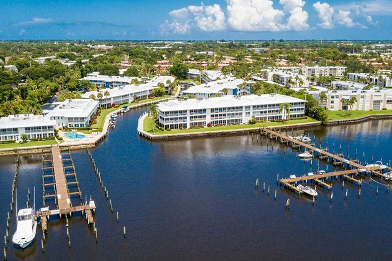 Aerial view of The Windjammer in Stuart, Florida.