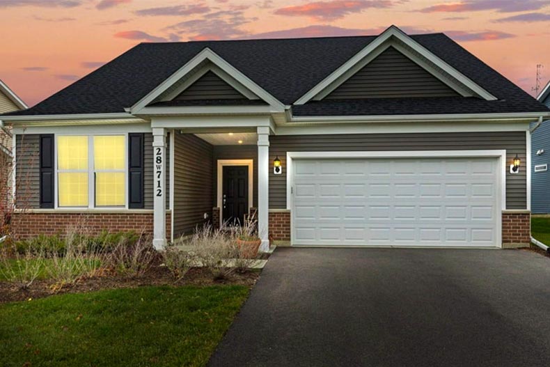 Exterior view of a new construction home at Trillium Farm in Winfield, Illinois.