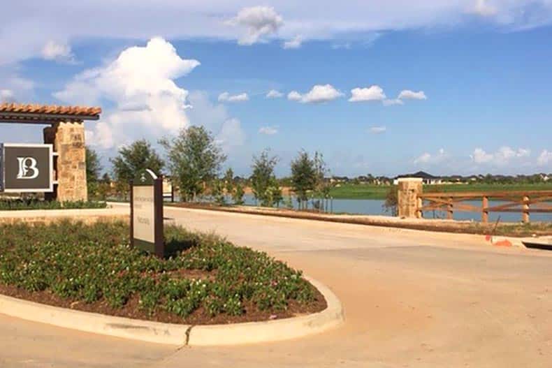 The entrance to Bonterra at Cross Creek Ranch in Fulshear, Texas.