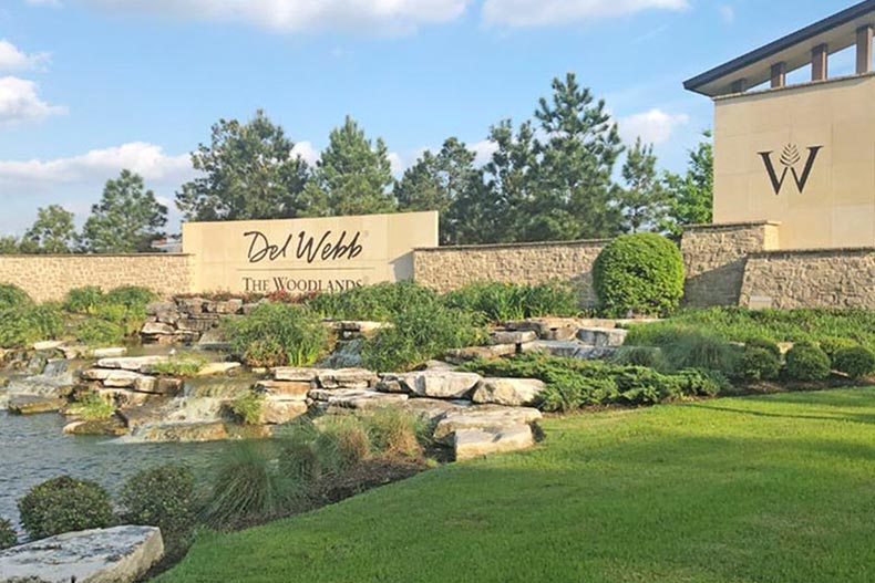 The community sign for Del Webb Sweetgrass in Richmond, Texas.