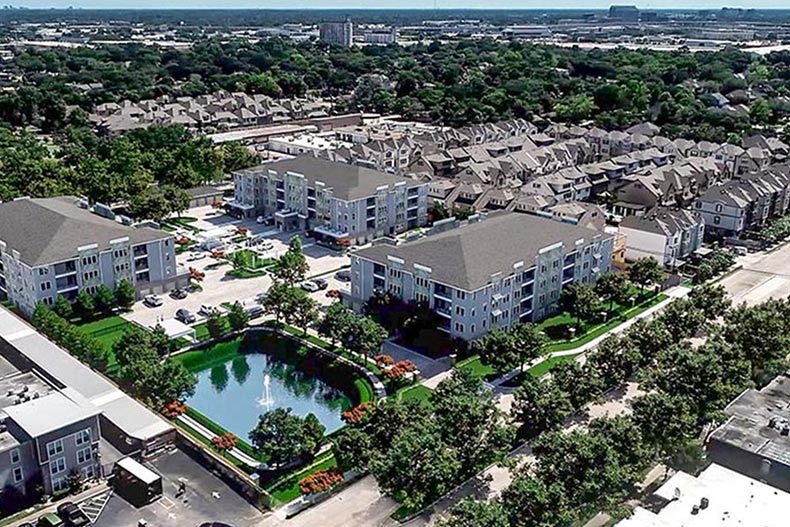 Aerial view of Gatherings at Westview in Houston, Texas.