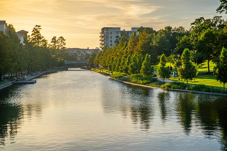 The Texas Waterway Square Town Center in The Woodlands, Texas.