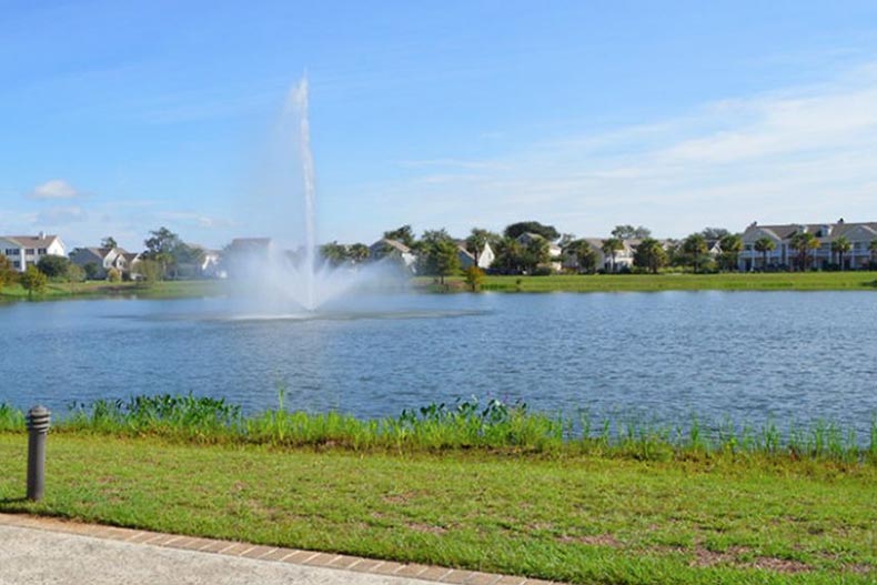 Homes surrounding a pond on the grounds of The Reserve at Cypress Ridge in Bluffton, South Carolina.