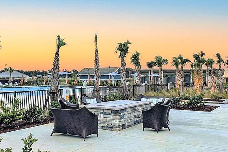 The outdoor patio on the grounds of Bridgewater in Little River, South Carolina.