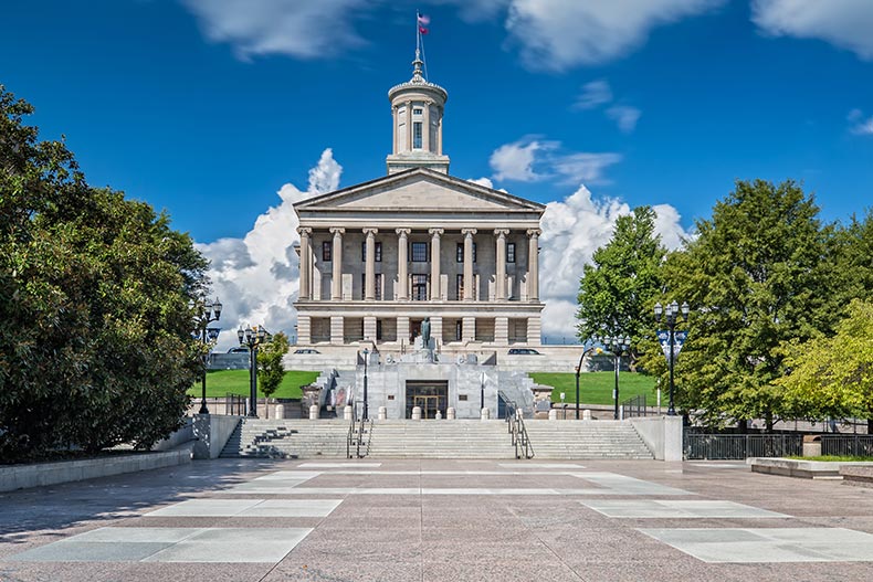 Exterior view of the Tennessee State Capitol building in Nashville.