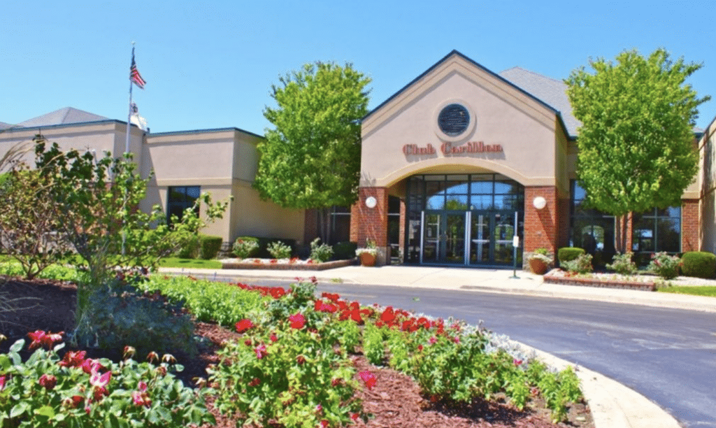 Exterior view of the clubhouse at Carillon in Plainfield, Illinois.