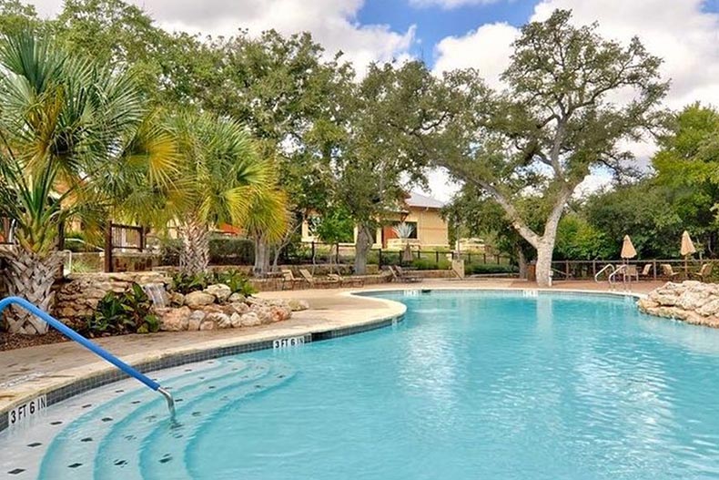 The outdoor pool at Hill Country Retreat in San Antonio, Texas.