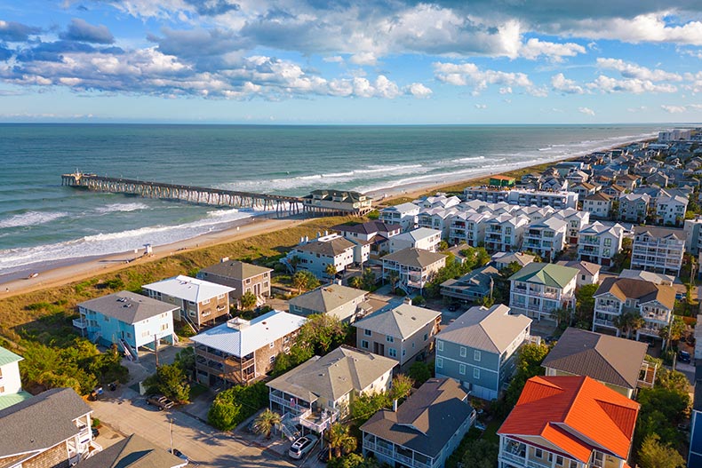 Aerial view of Wrightsville Beach in North Carolina.