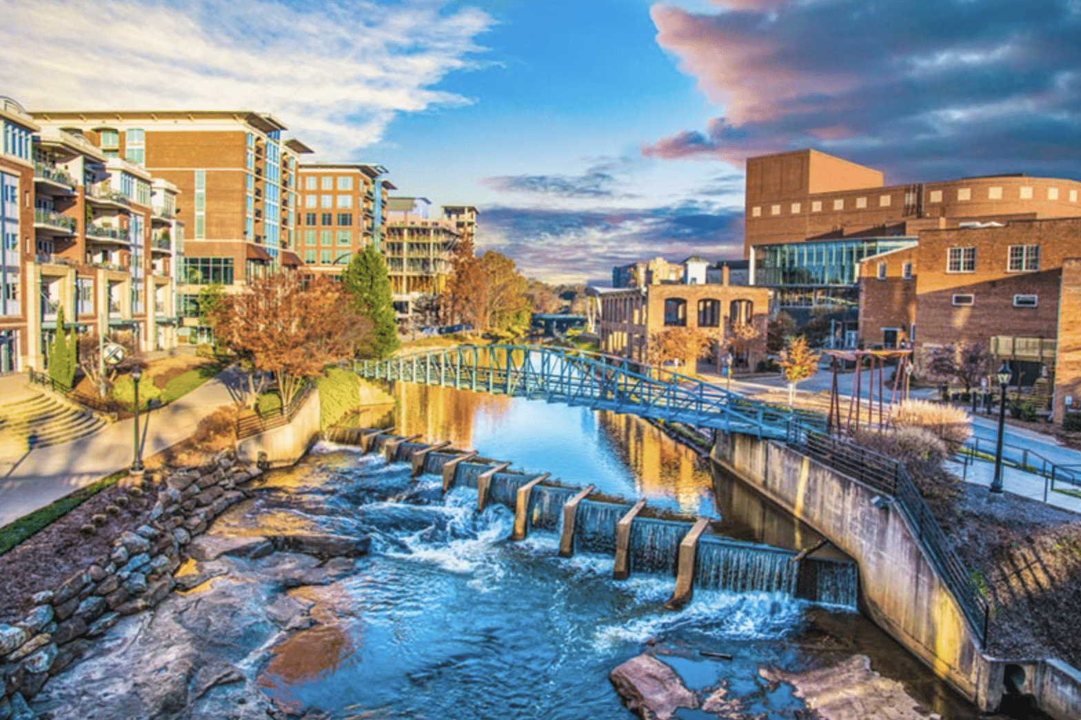 The downtown cityscape of Greenville, South Carolina.