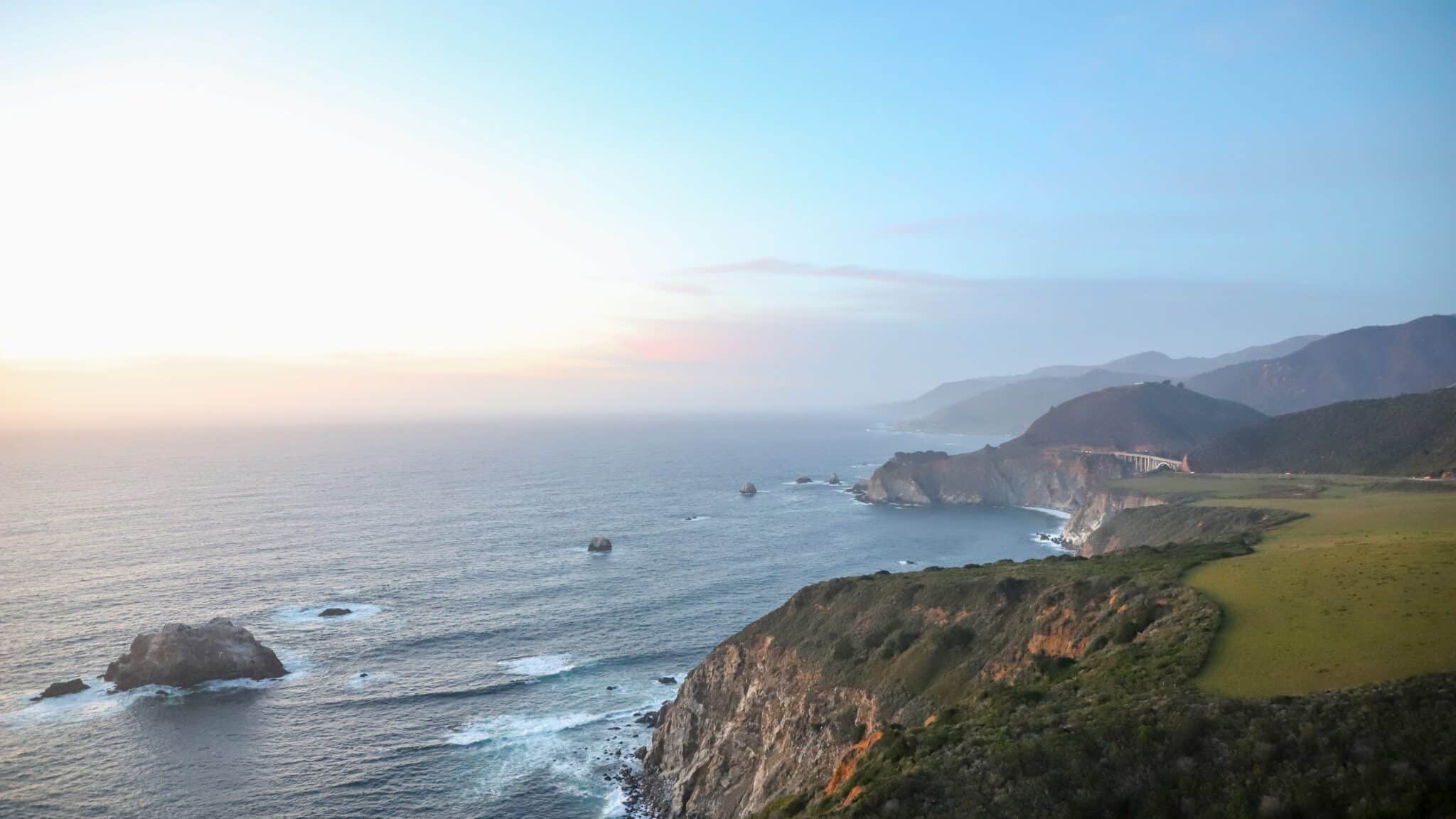 View of the coastal bluffs at Big Sur near Monterey, California.