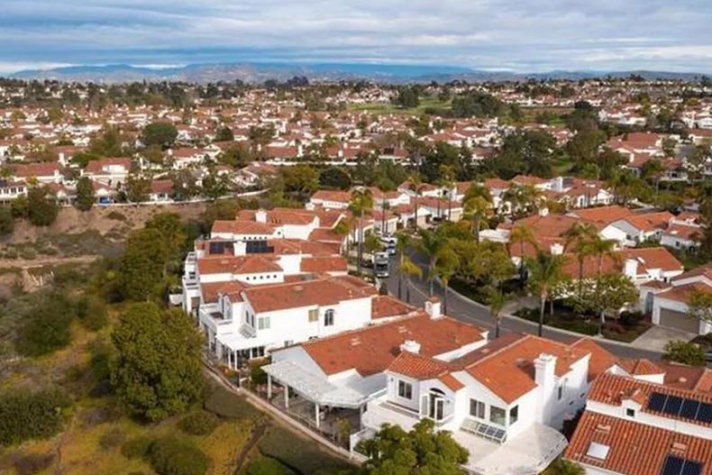 Aerial view of homes in Ocean Hills Country Club in Oceanside, California.