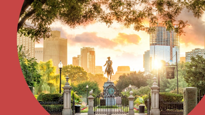 The George Washington monument in the Public Garden in Boston, a good place to retire.
