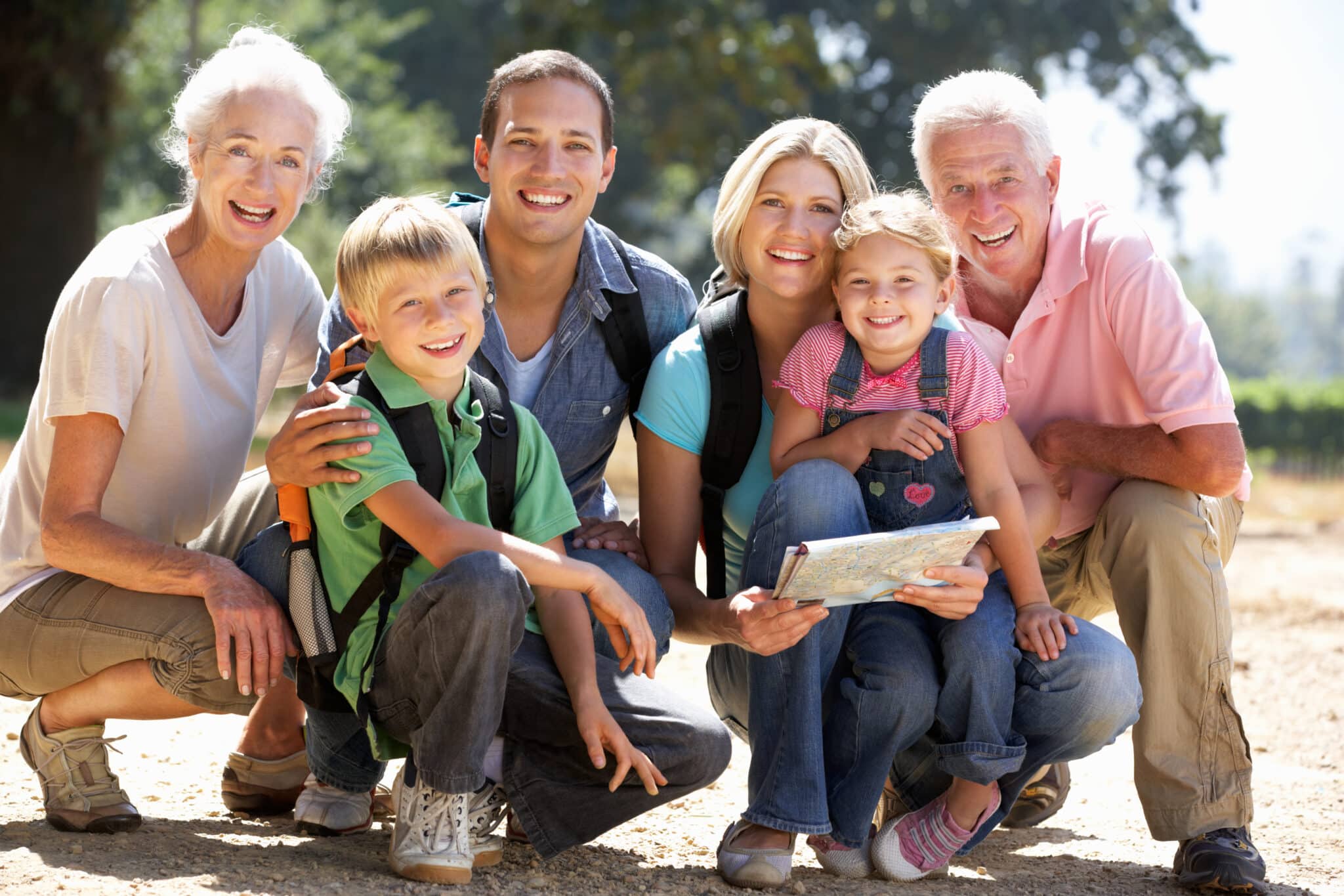 Family including grandparents, parents, and grandchildren.