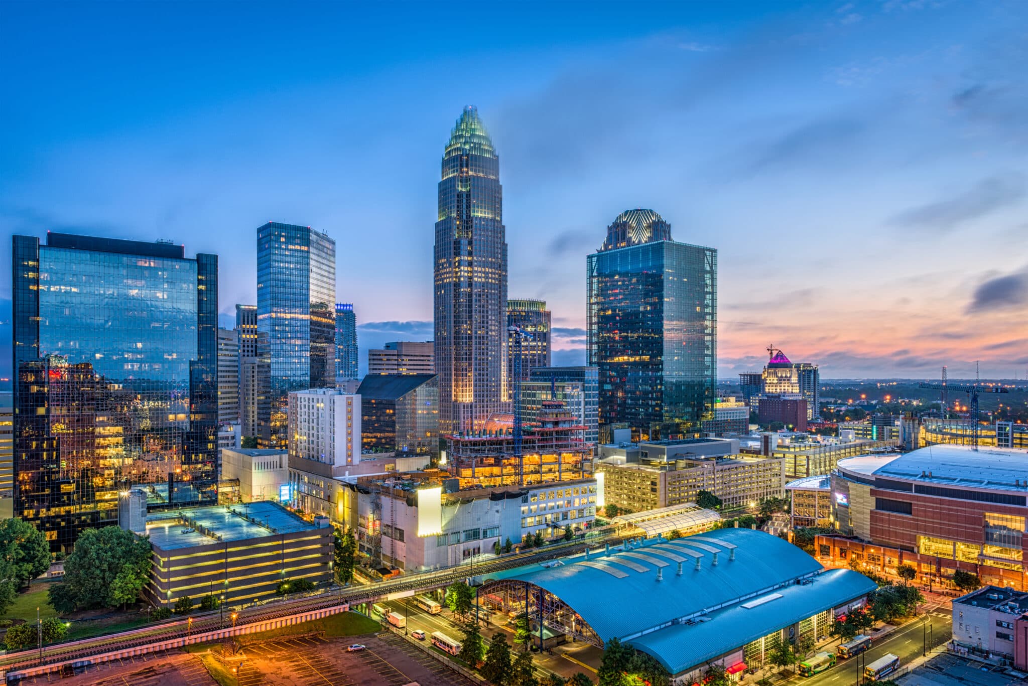The skyline of Charlotte, North Carolina at night.