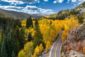 Aerial view of Colorado Rocky Mountains.