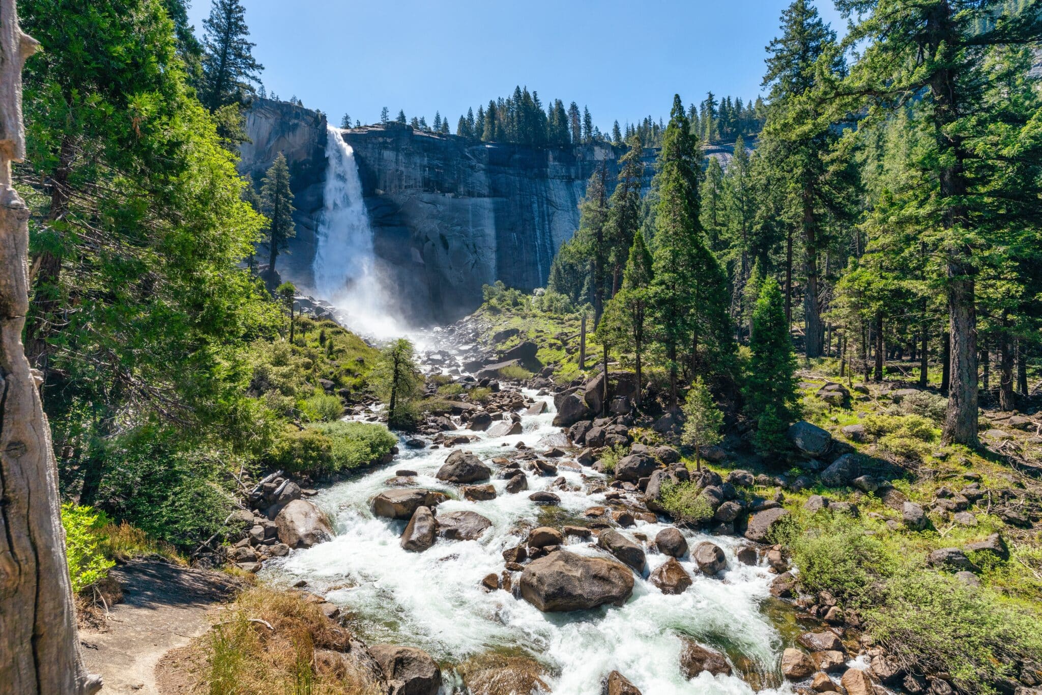 View of mountain falls mist trail in Nevada. 