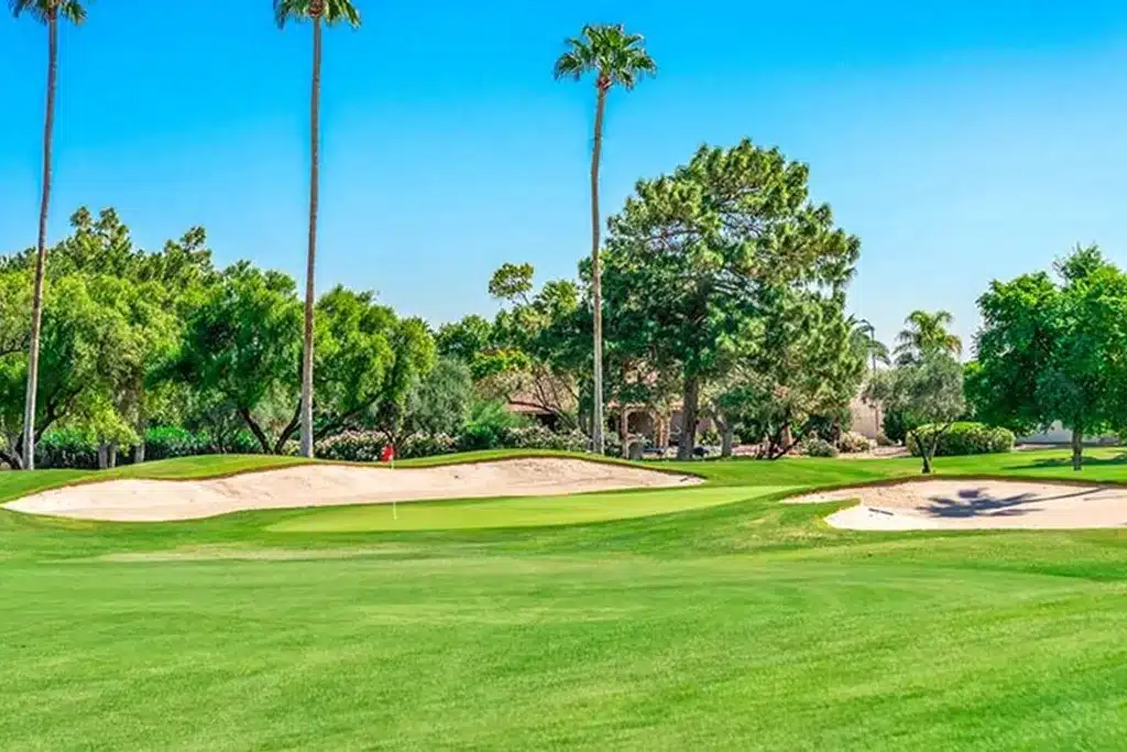 View of the fairway on the golf course at Sun City West. 
