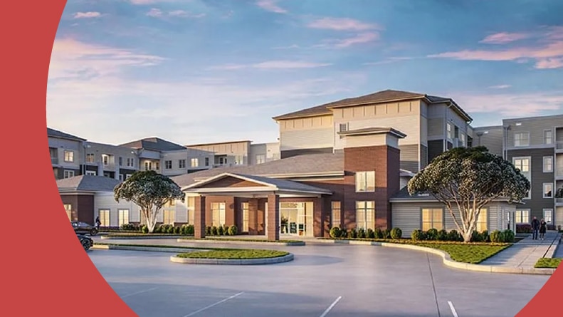 Rendering of the entrance to Album Huntersville in Huntersville, North Carolina.