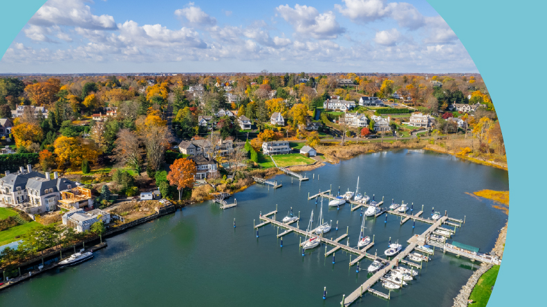 Connecticut Bay Marina with boats.