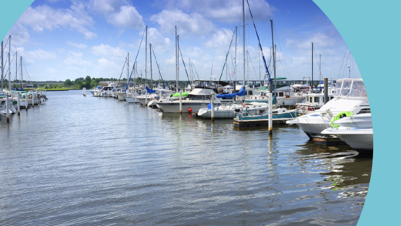 Boats at the marina in New Bern, North Carolina.
