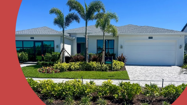 Palm trees outside a home in Regency at Waterset in Apollo Beach, Florida.