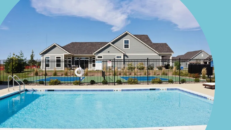 The outdoor pool at The Courtyards at Harvest Ridge in Ankeny, Iowa.
