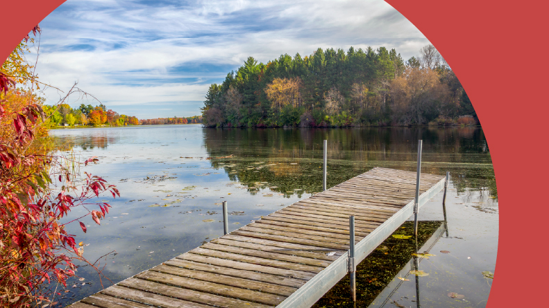 Vibrant autumn colors on the Apple River near Amery, Wisconsin.