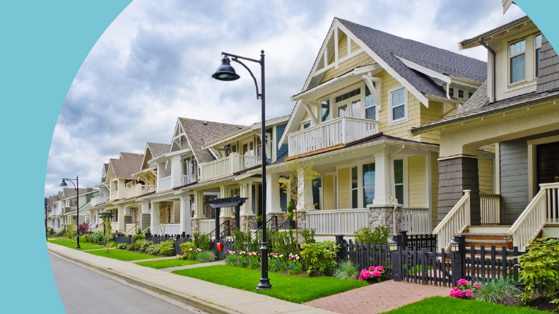 View down a residential street in a 55+ community.