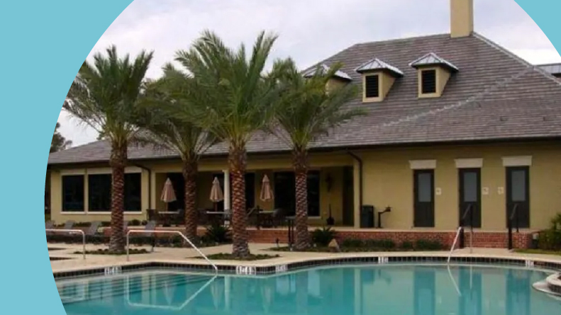 The outdoor pool at Plantation Bay Golf & Country Club in Ormond Beach, Florida.