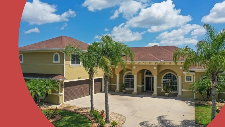 Eaxterior view of a home in Venetian Bay in New Smyrna Beach, Florida.