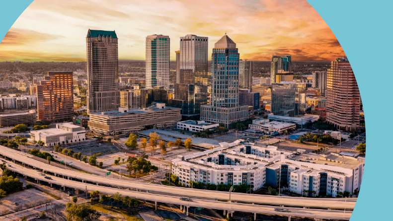 The architecture of the downtown area in Tampa, Florida.