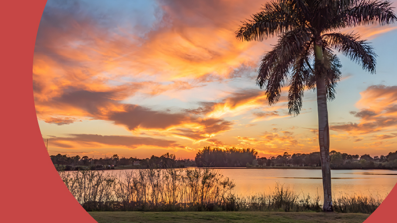 Sunset on Lake Okeechobee in West Palm Beach, Florida.