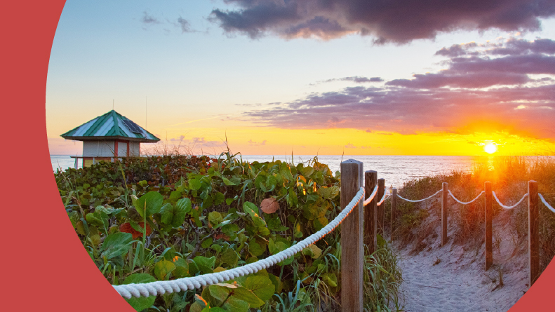 Beach scene of Delray Beach, Florida.