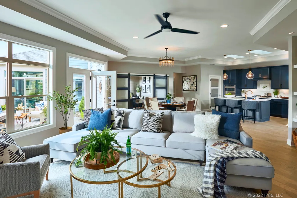A living room in a model home in a 55+ community.