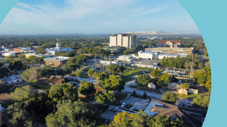 Sunrise over Downtown Bartow, Florida.