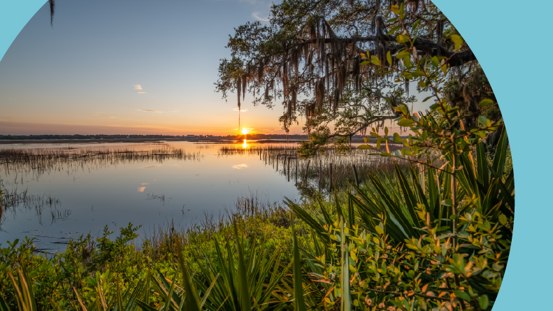 A Lowcountry sunset in Beaufort, South Carolina.