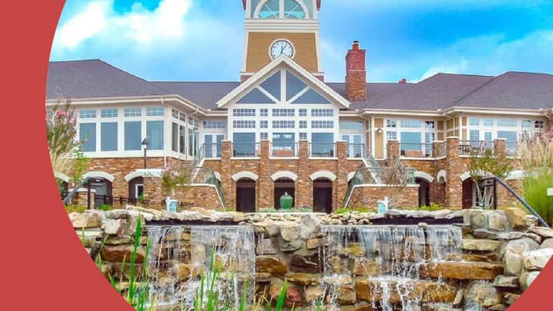 A water feature outside the clubhouse at Carolina Preserve in Cary, North Carolina.