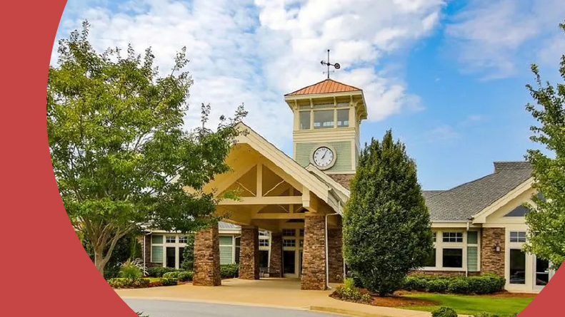 The clocktower at the entrance of Del Webb at Lake Oconee in Greensboro, Georgia.