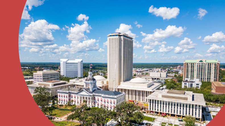 The Florida State Capitol Building and the Florida Historic Capitol Museum.
