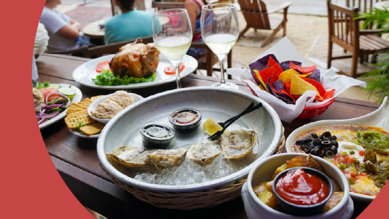 An oyster and champagne happy hour in Key West, Florida.