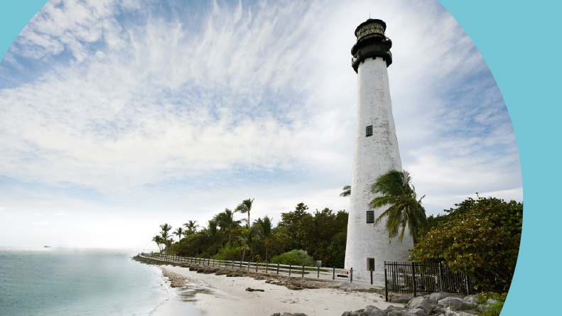 The Cape Florida Lighthouse in Bill Baggs State Park on Key Biscayne.