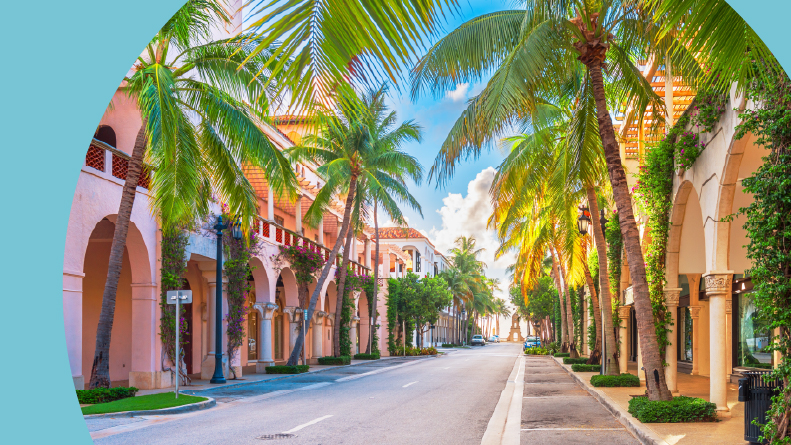 Worth Ave on a beautiful day in Palm Beach, Florida.
